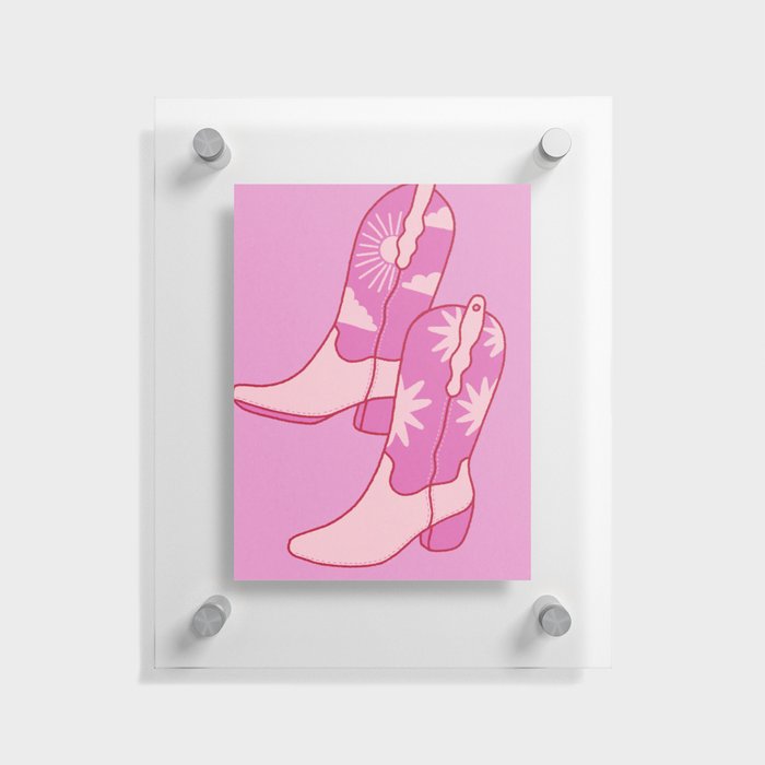 Cowgirl Boots Pink Cowboy Western Floating Acrylic Print