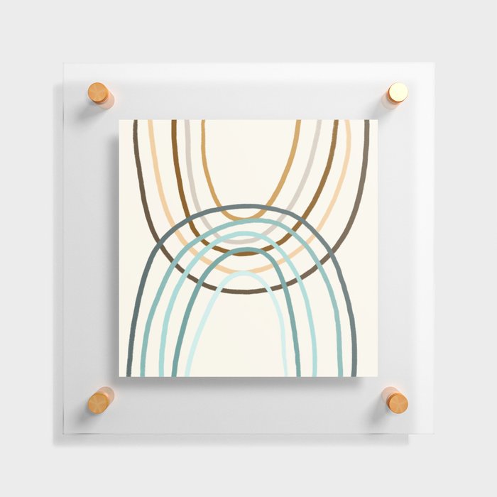 Crisscrossed Rainbows - Teal & Gold Floating Acrylic Print