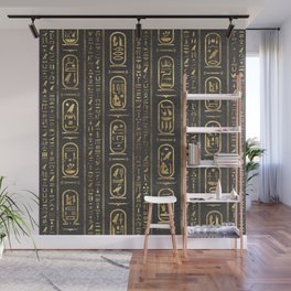 Egyptian hieroglyphs Gold on Leather Wall Mural