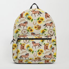 Country Western Horses & Sunflowers - Ivory Backpack