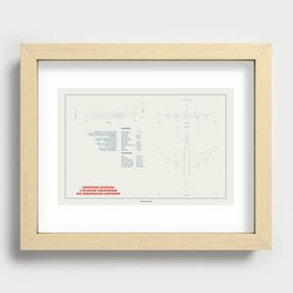 Airbus A380 plane technical drawing Recessed Framed Print