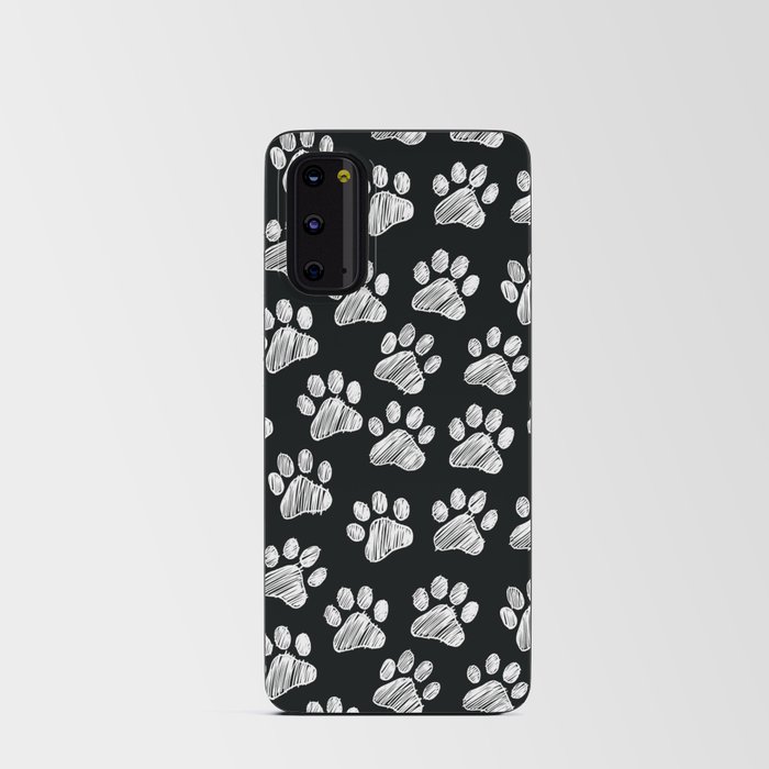 Paws doodle seamless pattern. Digital Illustration Background. Android Card Case
