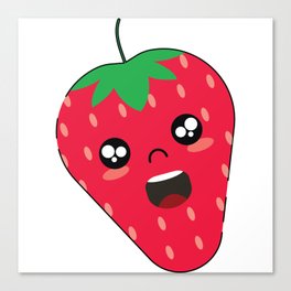 Cute Strawberry Fruit Illustration Canvas Print