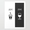 Am Coffee PM Wine Sign Canvas Poster Prints Kitchen Wall Decor Art Painting 
