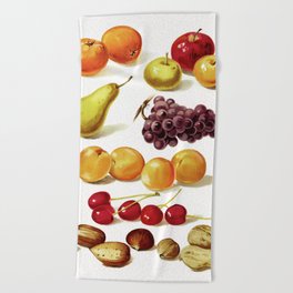 Vintage Fruit and Nut Artwork from Our Little Book for Little Folks Beach Towel