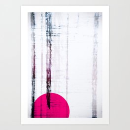 Pink Circle Straight Lines Abstract Black and White Art Print