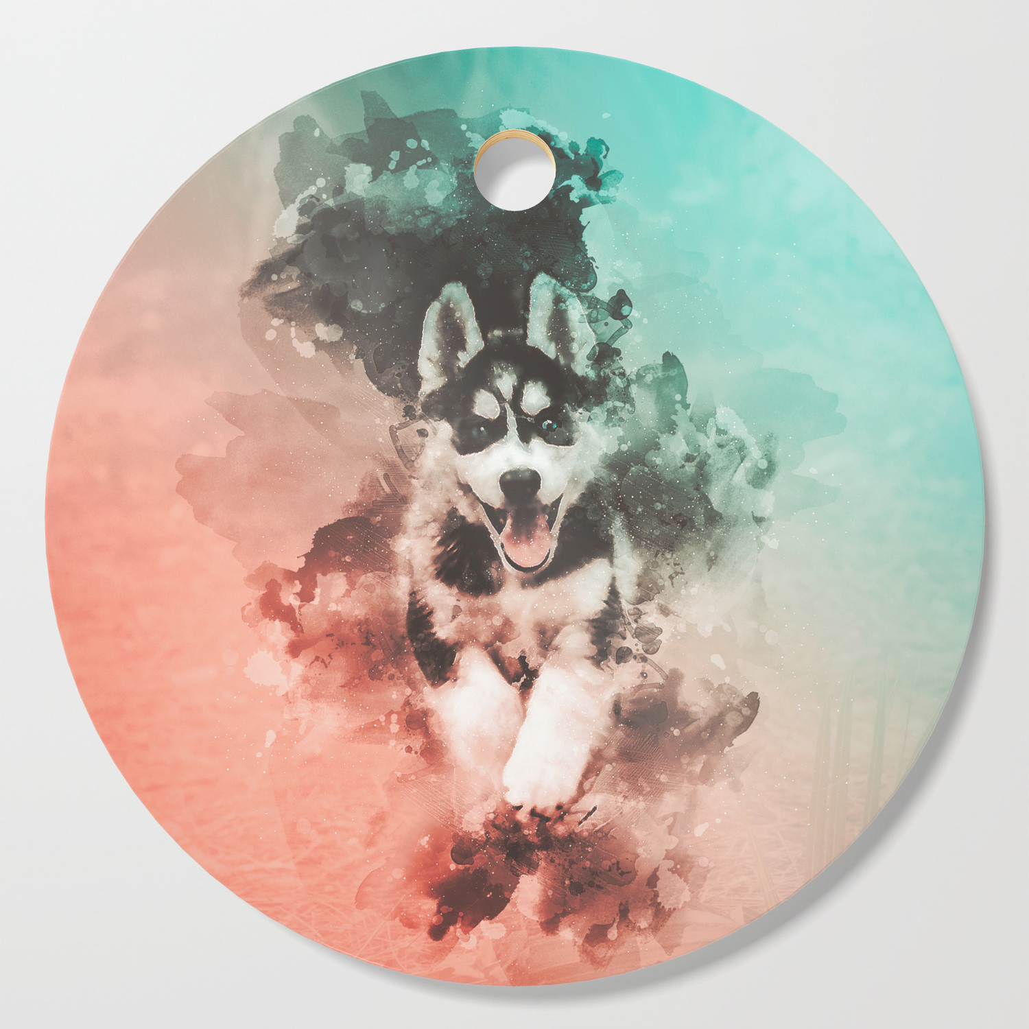 Husky Abstract Watercolor Painting Cutting Board By Rhnpredator