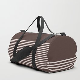 Ink Stripes Organic Minimalist Pattern Brown and Cream Duffle Bag