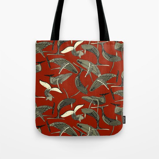 just whales red Tote Bag