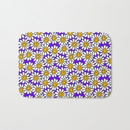 Purple Smiley Daisy Flower Pattern Bath Mat
