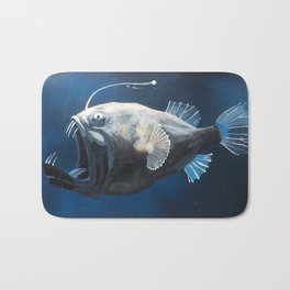 Sea monster. Angler fish Bath Mat | Lanternfish, Seamonster, Deepfish, Anglerfish, Devil, Acrylic, Fish, Seadevil, Painting, Sea 
