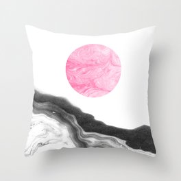 Kenzu - spilled ink abstract modern art circle marble texture painting urban ocean sea space sun Throw Pillow