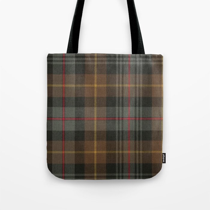 Vintage Brown Gray Tartan Plaid Pattern Tote Bag