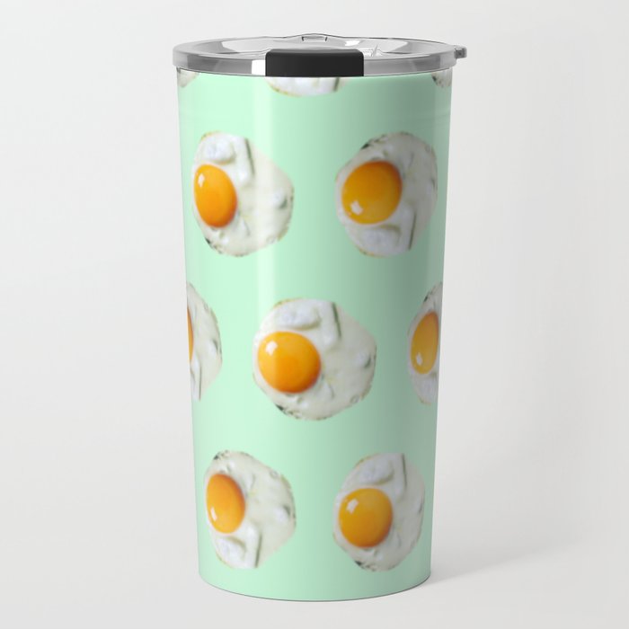 mint green funny food pattern breakfast eggs Travel Mug