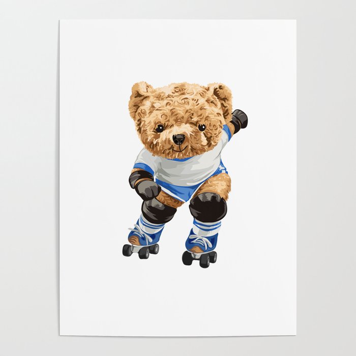 Skating Bear Poster