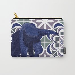 Giant anteater walking on a blue patterned background Carry-All Pouch