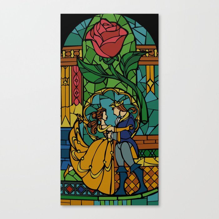 Beauty and The Beast - Stained Glass Canvas Print