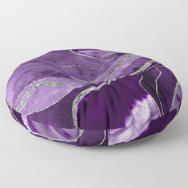 Purple Marble Agate Silver Glitter Glam #1 (Faux Glitter) #decor #art #society6 Floor Pillow