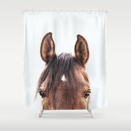peekaboo horse, bw horse print, horse photo, equestrian, equestrian photo, equestrian decor Shower Curtain