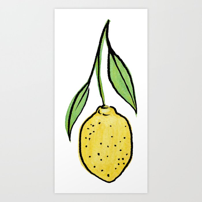 Pop-Art Lemon on Branch Art Print