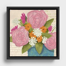 Blushing Ranunculus Framed Canvas