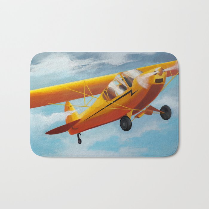 Yellow Plane, Blue Sky Bath Mat