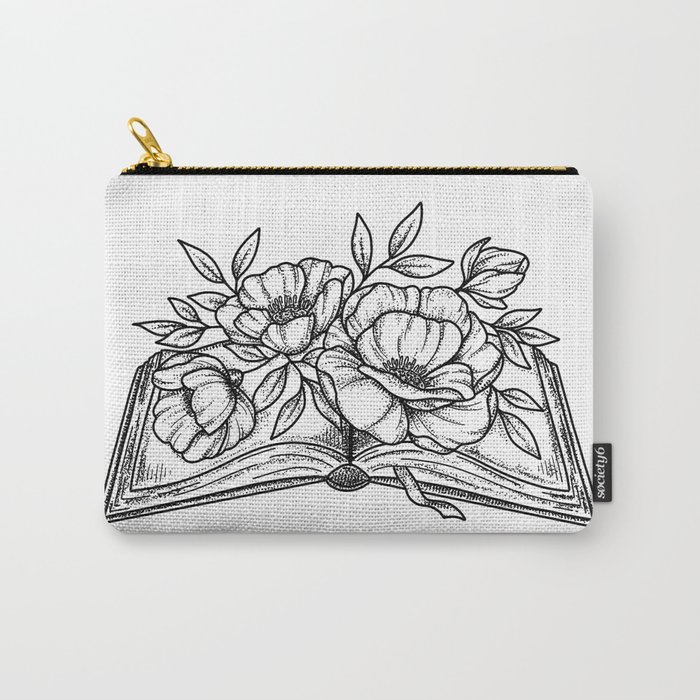 Floral book by Din Don Carry-All Pouch