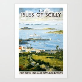 cartaz The Isles of Scilly Art Print | Britishraiwayposter, Britain, Greatbritain, Scilly, Scillyisles, England, Chemindefer, Railway, Retro, Eisenbahnplakat 