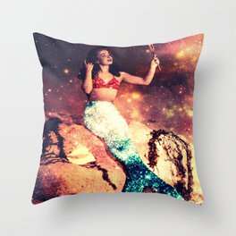 Vintage Mermaid Sparkle :  Mr Peabody & The Mermaid Throw Pillow