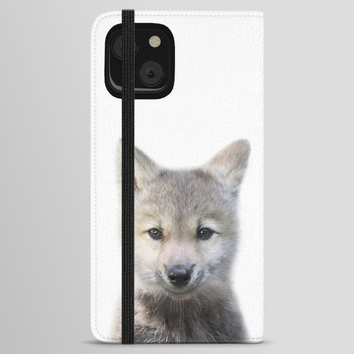 Baby Wolf, Wolf Cub, Kids Art, Baby Animals Art Print By Synplus iPhone Wallet Case
