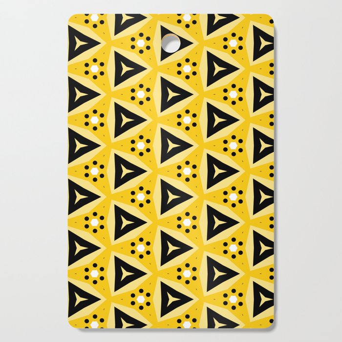 Bright spring. Modern abstract geometric diamond pattern in yellow tones, black, white Cutting Board