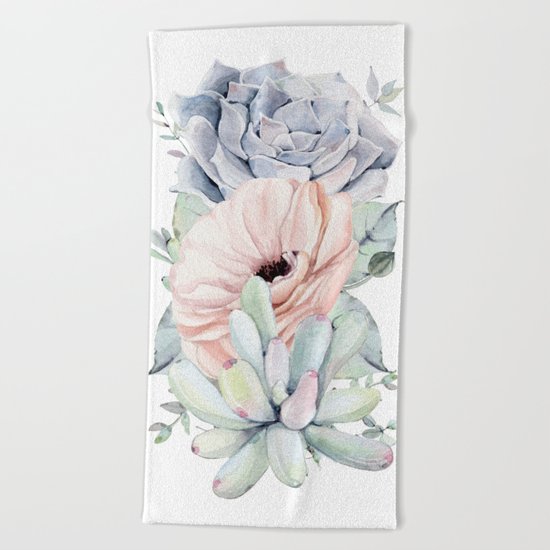 Pretty Succulents by Nature Magick Beach Towel