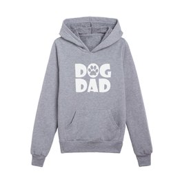 dog dad- typography- white on black Kids Pullover Hoodies