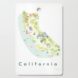 Illustrated Map of California Cutting Board
