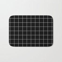 Grid Pattern Line Stripe Black and White Minimalist Geometric Stripes Lines Drawing Bath Mat