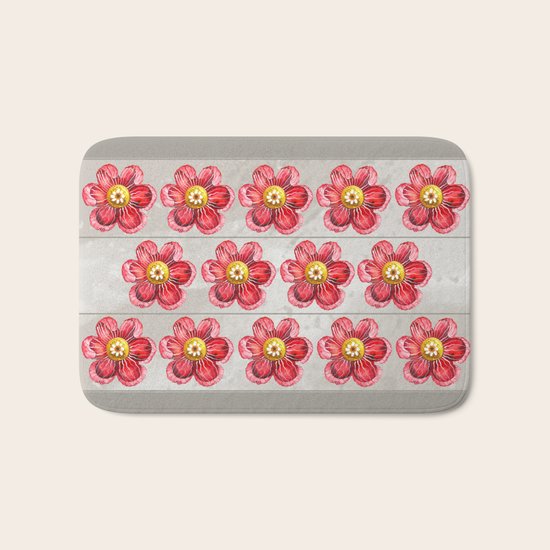 Red on Brown Bath Mat