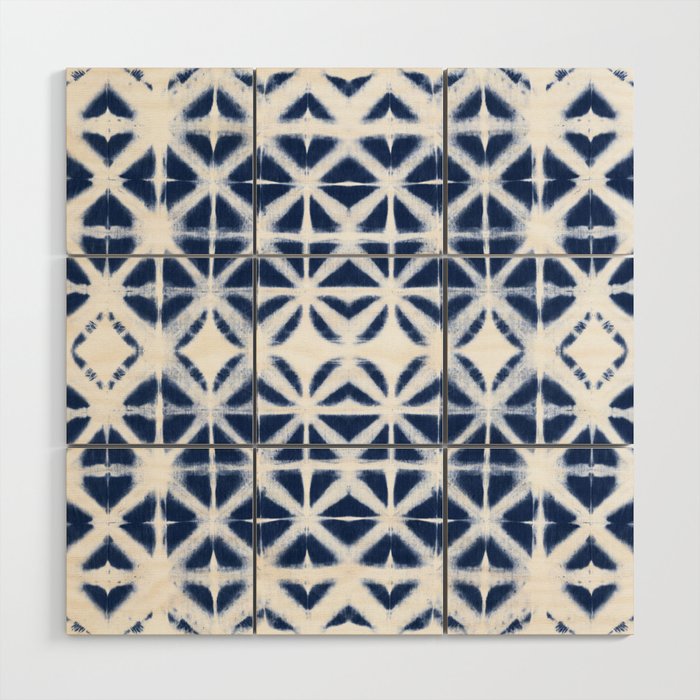 Moroccan design white and indigo blue Wood Wall Art