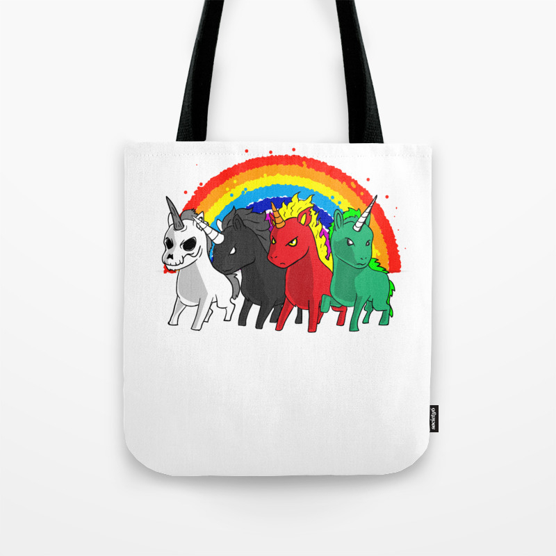 Unicorn Apocalypse Rider Rainbow Joke Gift Tote Bag By Mrniceguy83