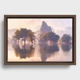Nature Landscape on misty morning in pastel shades Framed Canvas