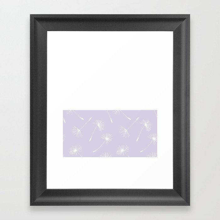 White Dandelion Lace Horizontal Split on Pastel Lilac Framed Art Print