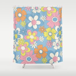 Retro vintage background with flowers Shower Curtain