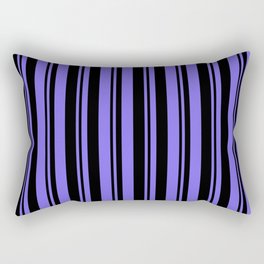 [ Thumbnail: Black & Medium Slate Blue Colored Lines Pattern Rectangular Pillow ]