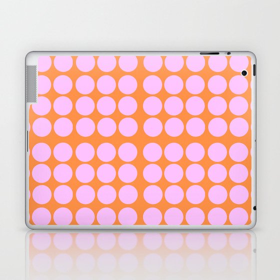 Pink On Orange Polka Dots Retro Modern Abstract Pattern Laptop & iPad Skin