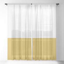 Mustard Yellow and White Solid Color Block Sheer Curtain