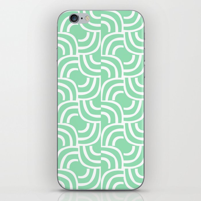 Modernist Abstract Arc Pattern 628 Mint Green iPhone Skin