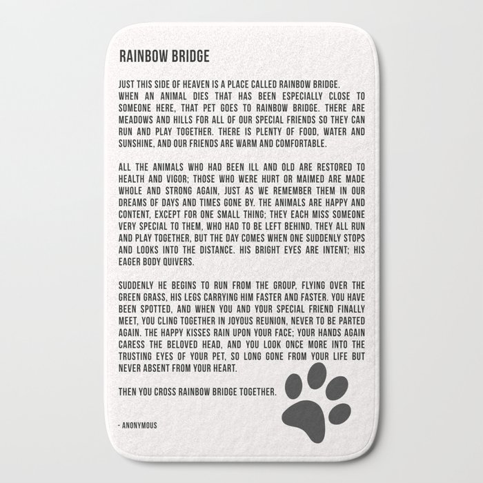 Rainbow Bridge Poem Inspirational Pet Love Bath Mat By Andreaanderegg Society6