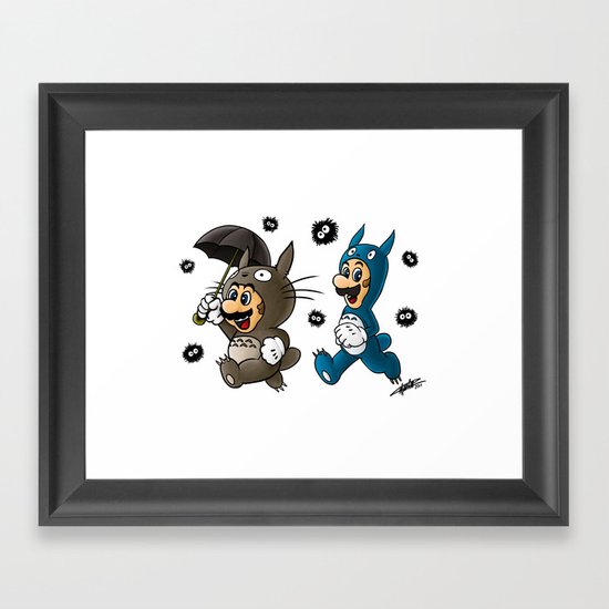 Super Totoro Bros. Alternative Framed Art Print