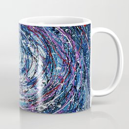 Star Trails Circular Abstract  Pollock Inspired Painting Coffee Mug