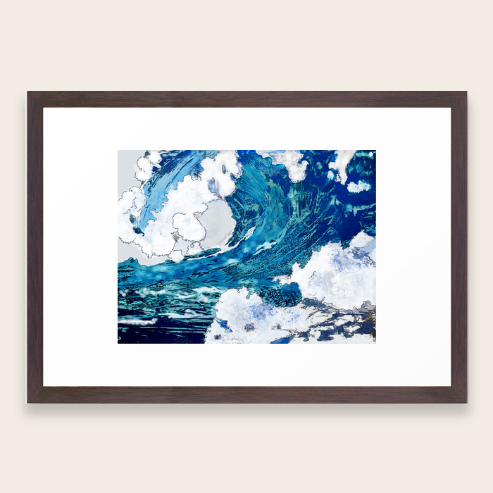 Big Blue Wave Framed Art Print By Minasparklina Society6
