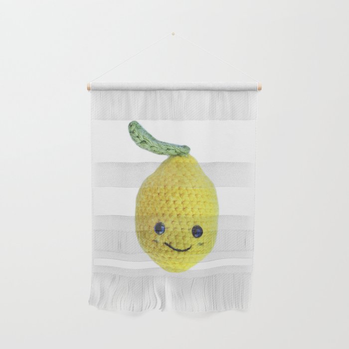 Cute Yellow Lemon Amigurumi Character Wall Hanging